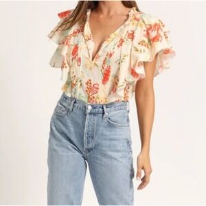 CLEOBELLA KATANA MULTI FLORAL BLOUSE SIZE S